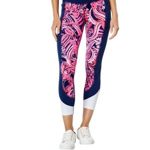 Lilly Pulitzer | Mid-Rise Midi Legging Low Tide Navy Flirty Fins & Feathers (S)